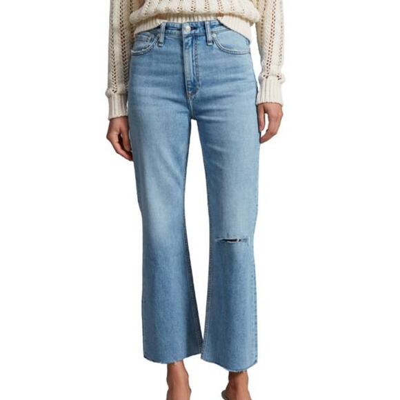 Rag & Boney Casey Raw Hem High Waist Ankle Flare Jeans in Lucy 27 - Picture 1 of 2